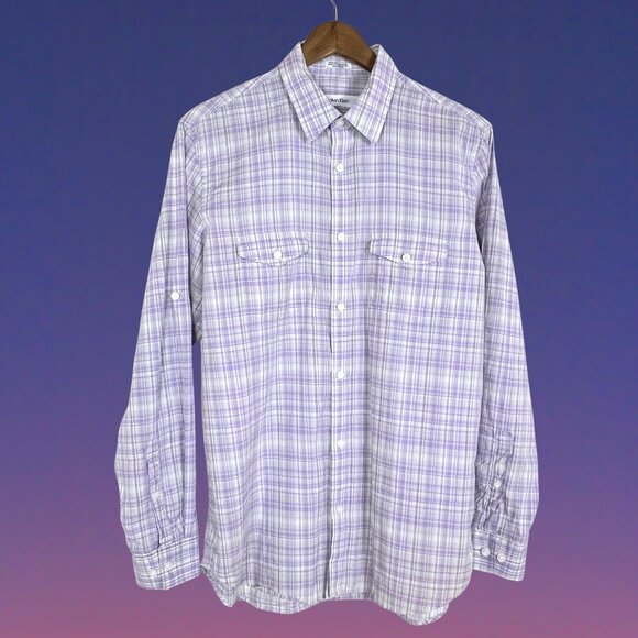 Calvin Klein Tops - Calvin Klein Oxford Style Checked Woman's Cotton Button Down Shirt Size Medium